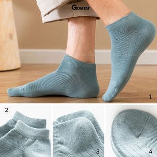 Combo 10 đôi tất nam cổ thấp GOMTAT, chất liệu cotton mặt lưới cao cấp hút ẩm khử mùi -NGANTRONLUOI-FIVE-2002-CB10