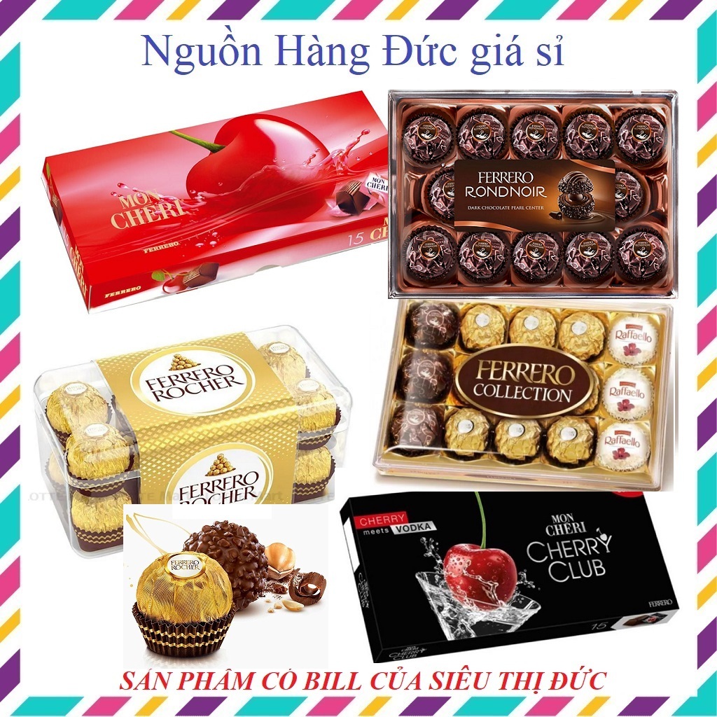 SOCOLA NHÂN RƯỢU MON CHERI ANH ĐÀO ,SOCOLA ROCHER,SOCOLA 3 màu Ferrero ...