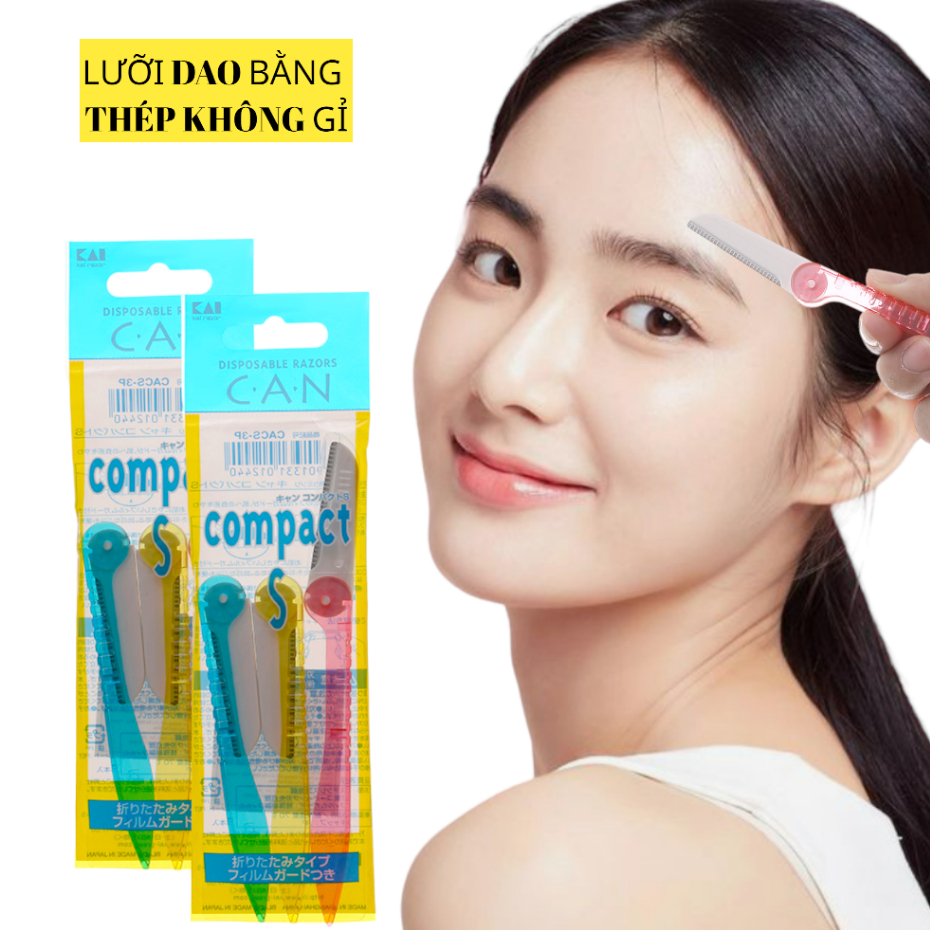 Dao Cạo Lông Mặt Cán Gập Kai Can Compact 12440 CS-3P (Set 3 cây)