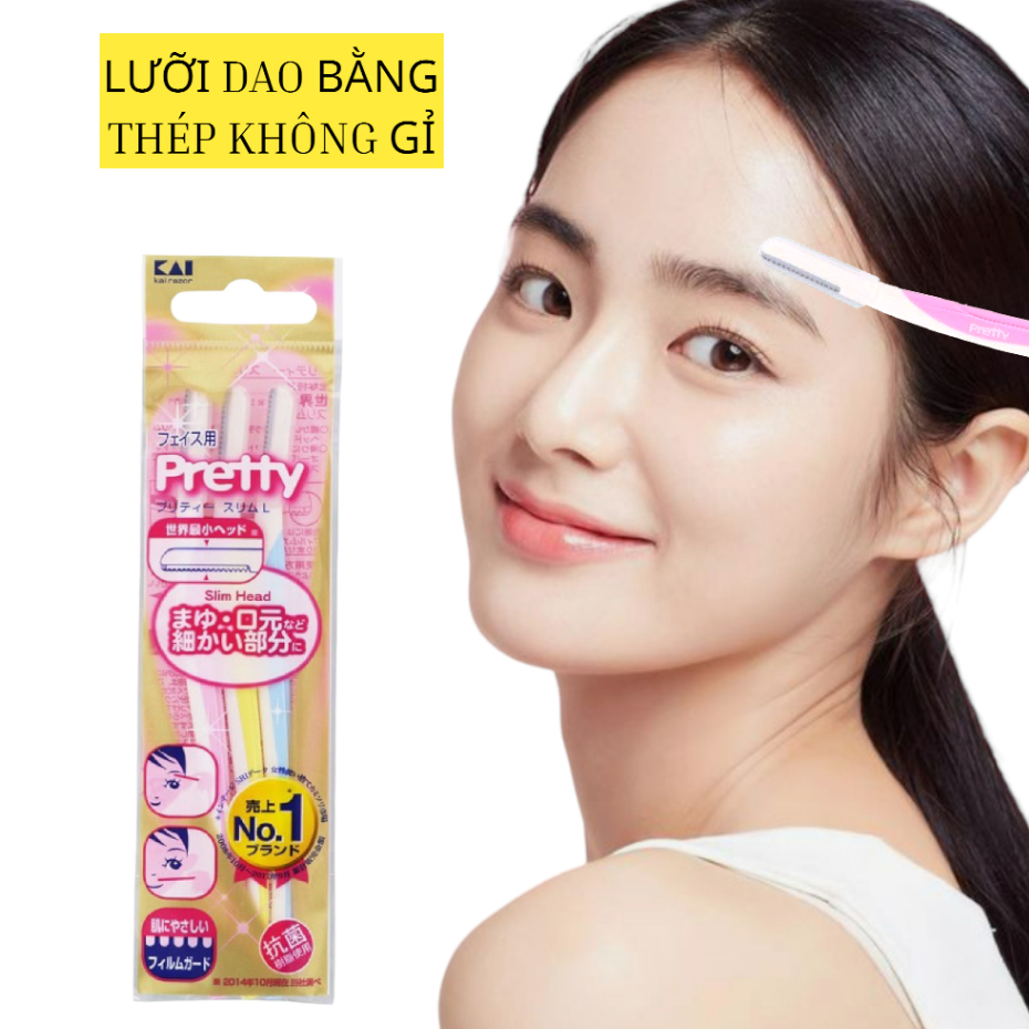 Dao Cạo Lông Mày Kai Pretty 00188- GA06X6 (Set 3 cây)