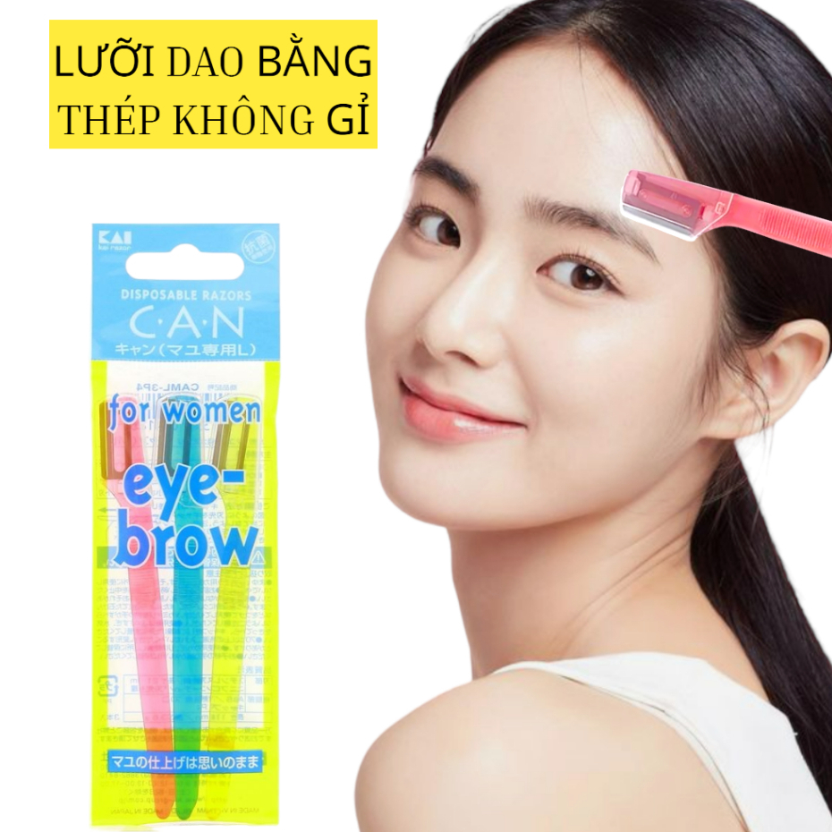 Dao Cạo Lông Mày Lưỡi Đơn Kai Razor EyeBrow 004183 CAML - 3P4 (Set 3 Cây)