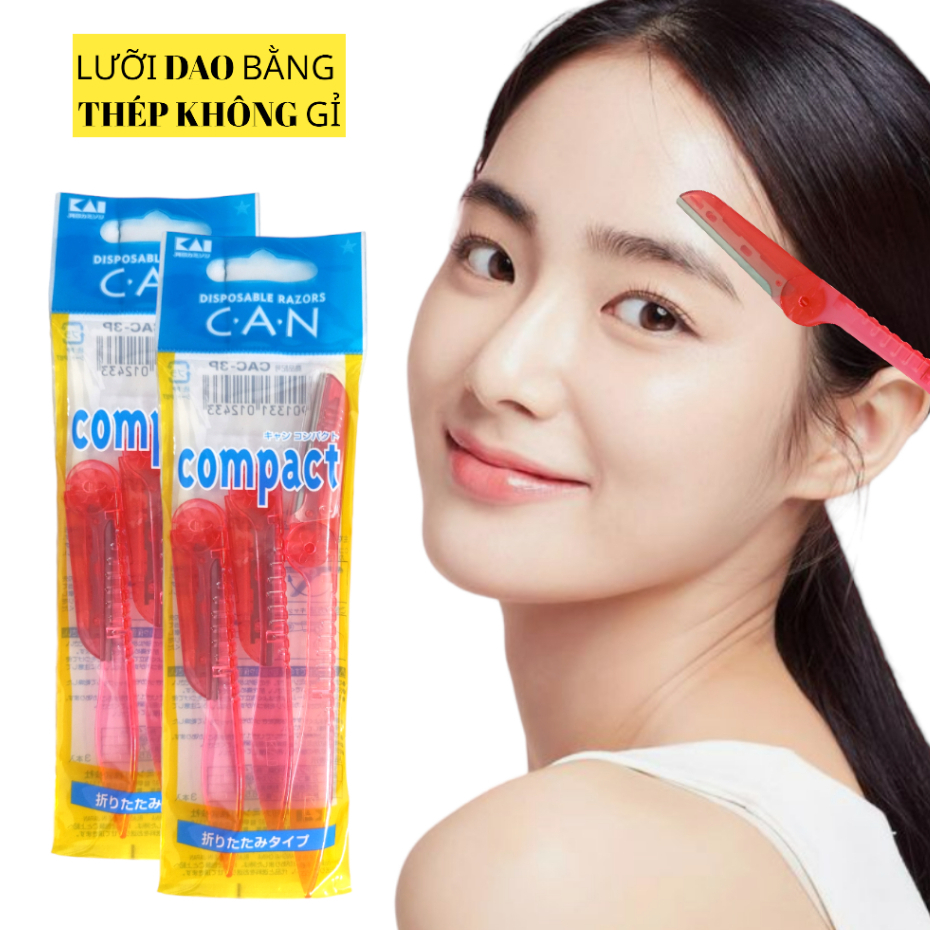 Dao Cạo Lông Mày Cán Gập Kai 01243 - 3P (Set 3 Cây)