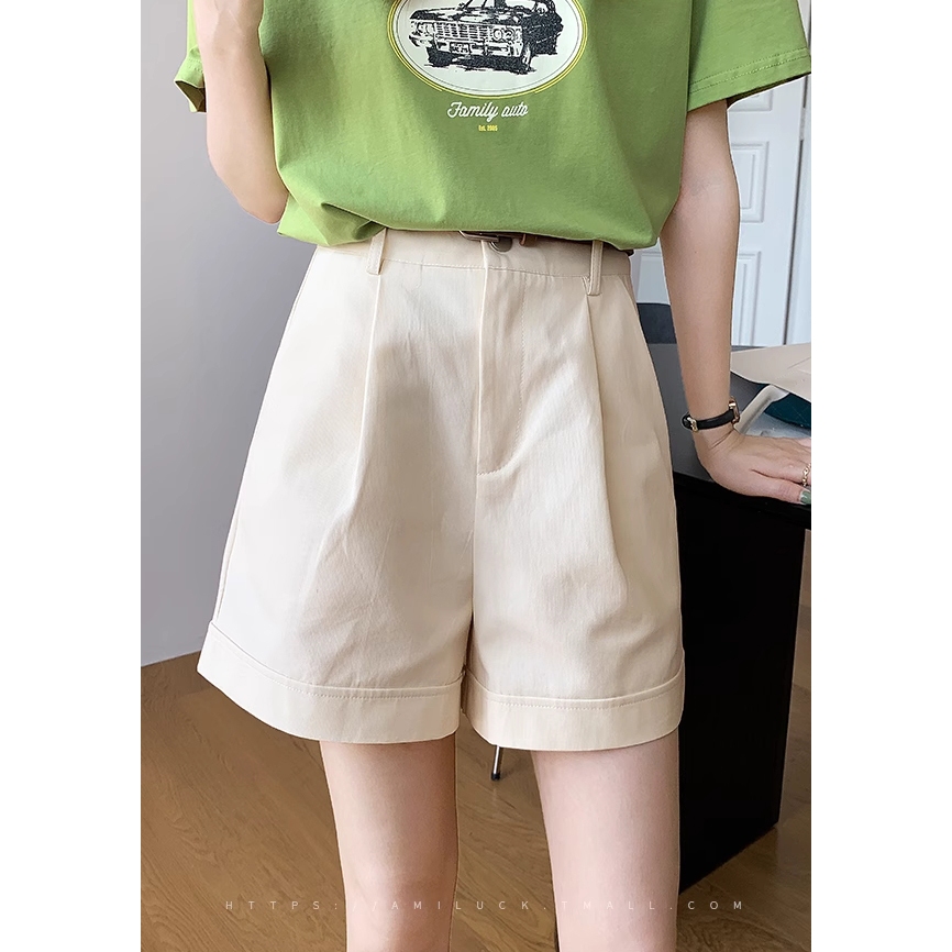 Quần short nữ Kaki cạp cao phối viền mẫu mới phong cách teen Hàn Quốc M36