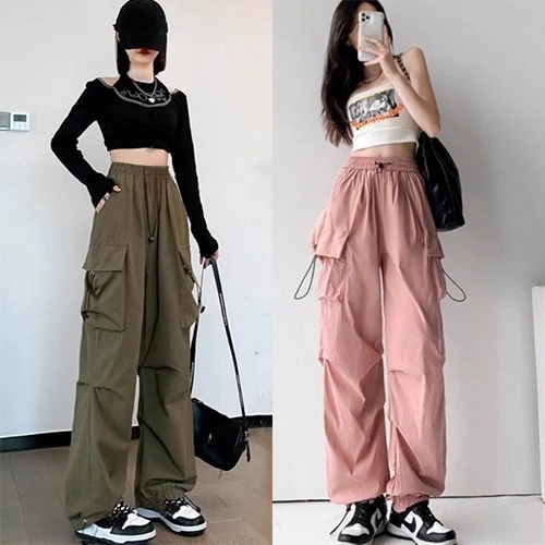 Quần Kaki Ống Rộng Túi Hộp Dây Rút Bo Gấu Thời Trang Hàn Quốc Siêu Cá Tính Mã