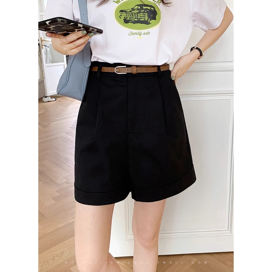 Quần short nữ Kaki cạp cao phối viền mẫu mới phong cách teen Hàn Quốc M36