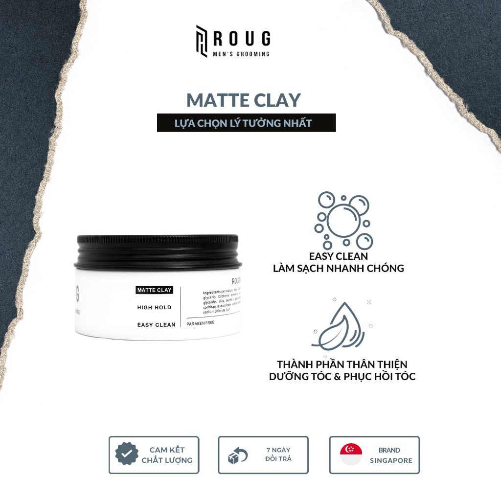 Sáp vuốt tóc Roug matte clay 90 gram