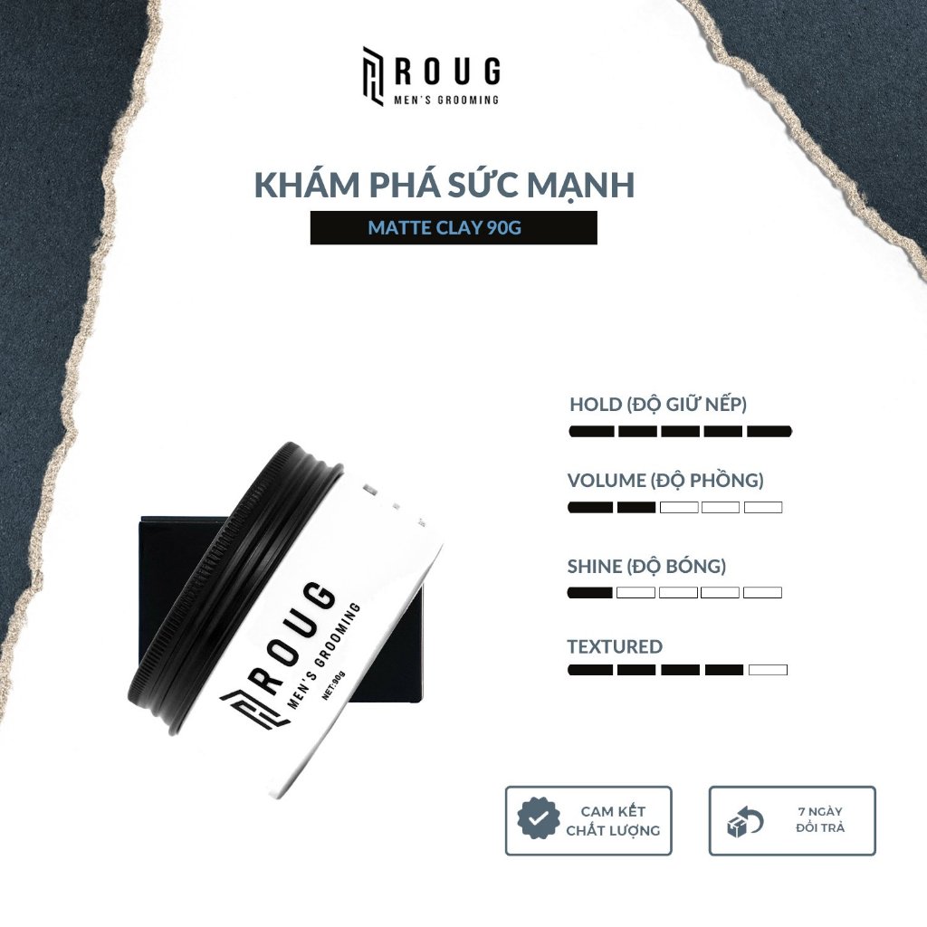 Sáp vuốt tóc Roug matte clay 90 gram