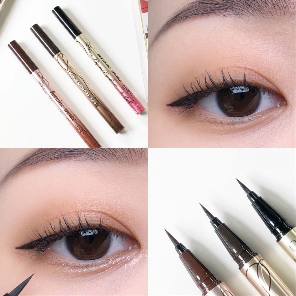 Bút Kẻ Mắt Nước Không Lem, Không Trôi Nét Kẻ Siêu Mãnh Kissme Eyeliner Rich Keep Màu Đen (0.4mL)