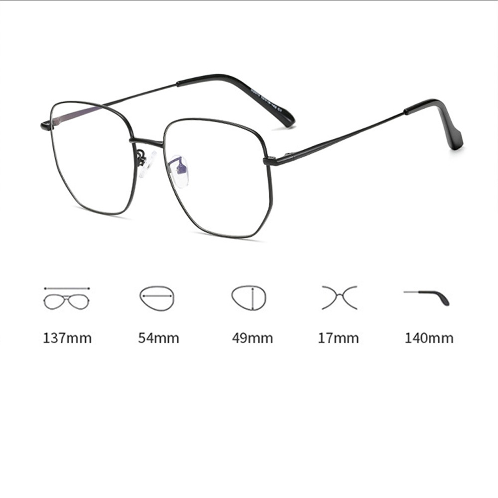 Ảnh Kính cận có độ sẵn 0 - 6 độ nam nữ mắt vuông kim loại màu đen, bạc, vàng 7K2970. Tròng 0 độ chống tia UV, ánh sáng xanh 2