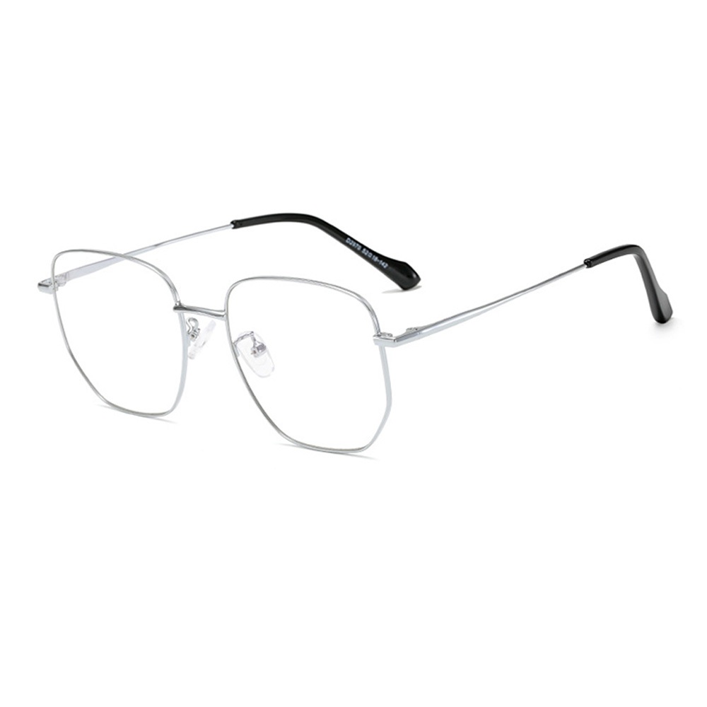 Ảnh Kính cận có độ sẵn 0 - 6 độ nam nữ mắt vuông kim loại màu đen, bạc, vàng 7K2970. Tròng 0 độ chống tia UV, ánh sáng xanh 4