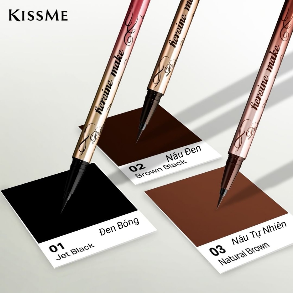 Bút Kẻ Mắt Nước Không Lem, Không Trôi Kissme Heroine Make Eyeliner Rich Keep Màu Nâu Tự Nhiên(0.4mL)