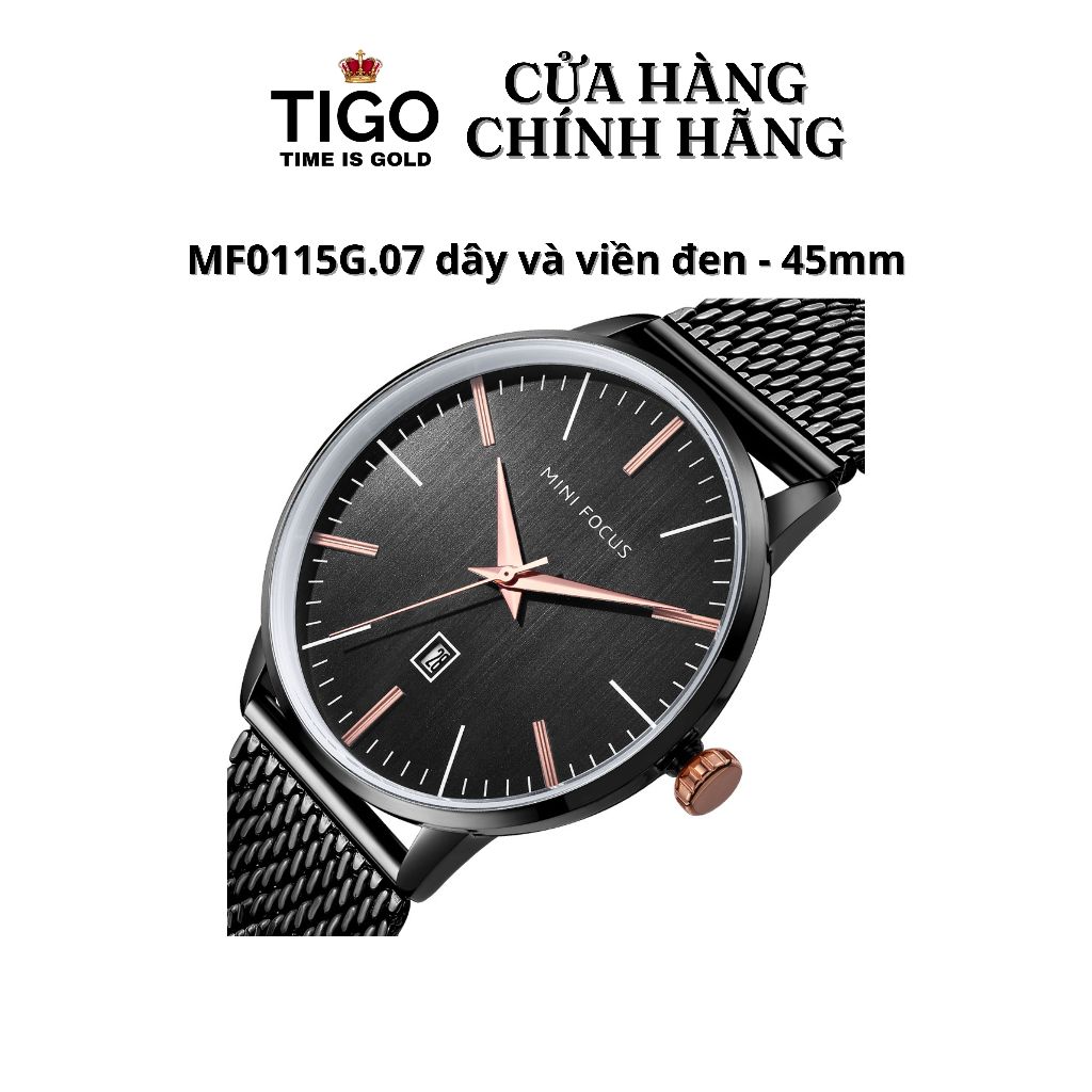 Đồng Hồ Nam MINI FOCUS MF0115G.07 Dây Thép Đen Viền Đen Thép Không Gỉ ...