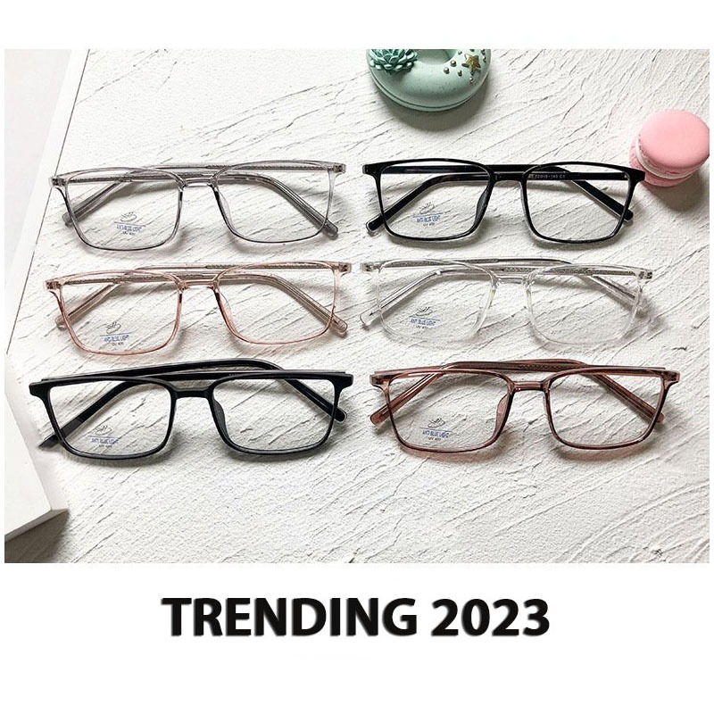 Gọng kính cận nữ nam cao cấp phong cách Hàn Quốc siêu hot mắt kính không độ chống tia UV400 ánh sáng xanh đẹp HANASO 553