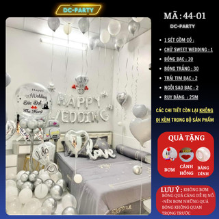 Set bóng bay trang trí phòng cưới tông trắng mẫu mới nhất DC PARTY đẹp đơn giản dễ làm