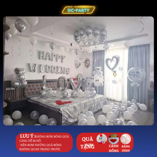 Set bóng bay trang trí phòng cưới tông trắng mẫu mới nhất DC PARTY đẹp đơn giản dễ làm