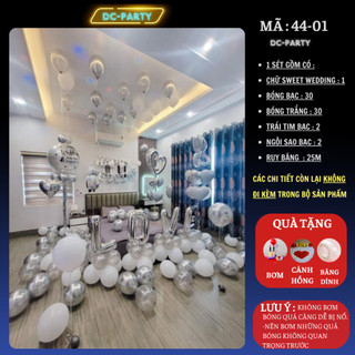 Set bóng bay trang trí phòng cưới tông trắng mẫu mới nhất DC PARTY đẹp đơn giản dễ làm