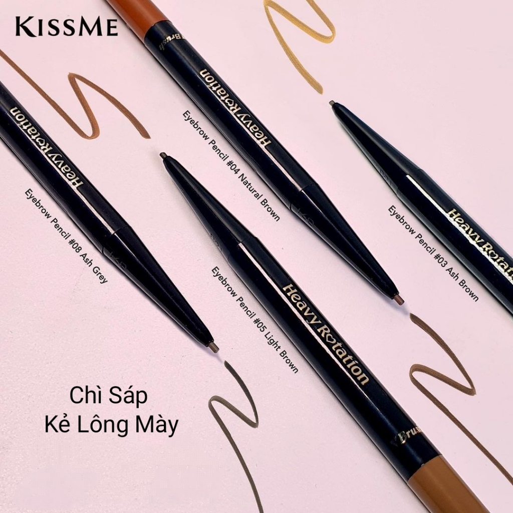 Bút Chì Sáp Kẻ Lông Mày Chống Lem Trôi ,Lõi Siêu Mịn Kissme Heavy Rotation Eyebrow Pencil (0,09g)