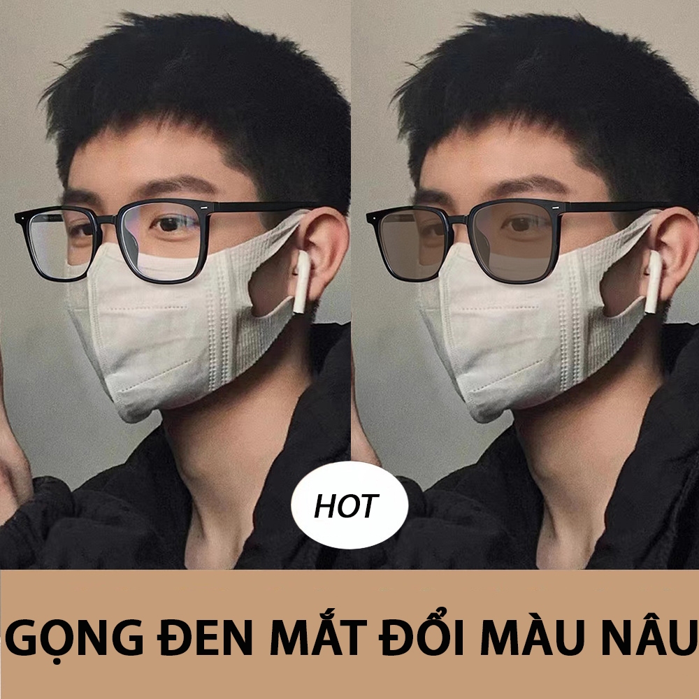 Gọng kính cận mắt đổi màu cao cấp phong cách Hàn Quốc chống tia UV ánh sáng xanh thời trang nữ nam Hottrend HANASO 505