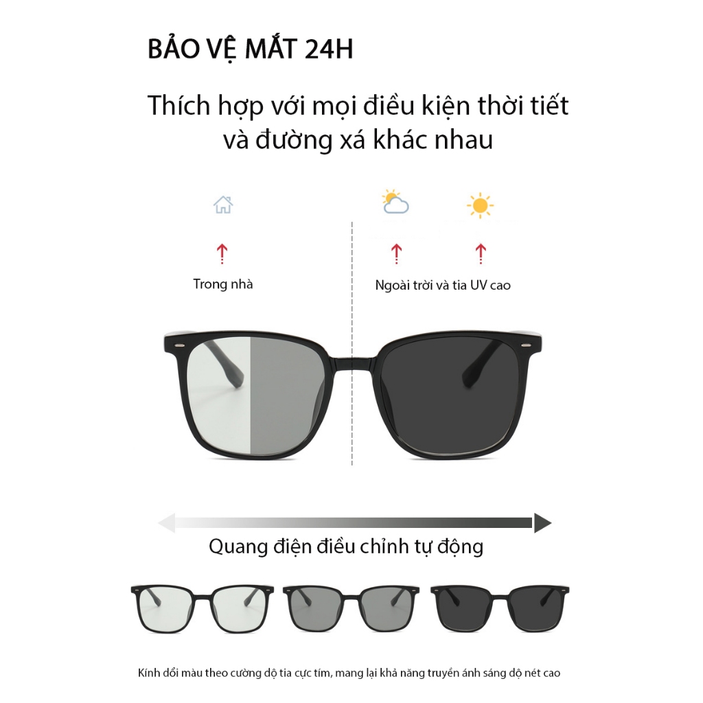 Gọng kính cận mắt đổi màu cao cấp phong cách Hàn Quốc chống tia UV ánh sáng xanh thời trang nữ nam Hottrend HANASO 505