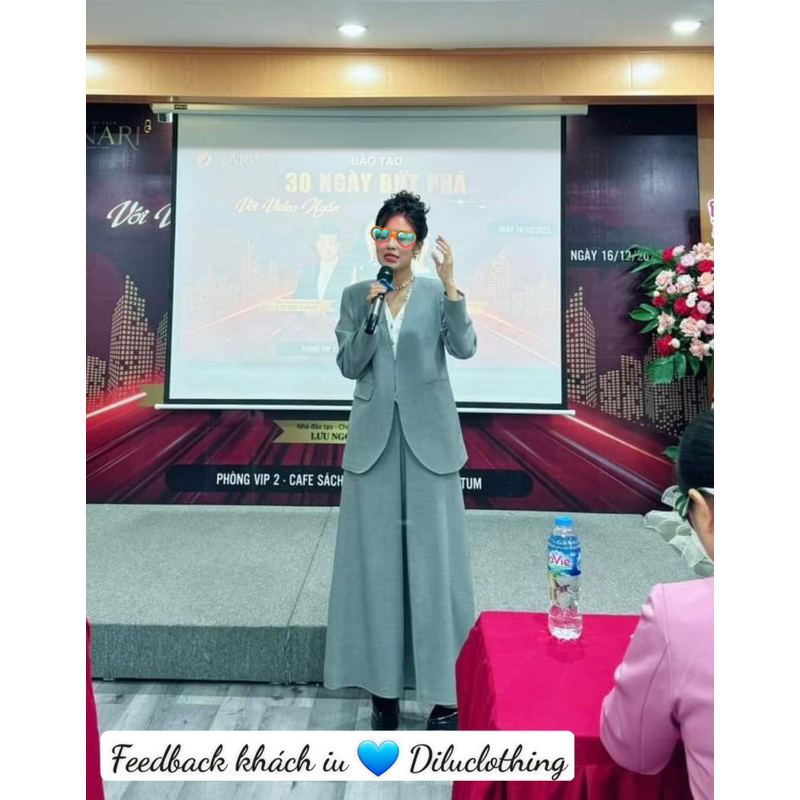 Bộ -Áo blazer nữ & Chân váy [MAY THEO SỐ ĐO] - chất liệu đũi, 2 lớp, lót lụa, XÁM GHI - Tiệm may Diluclothing