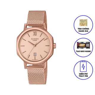 Đồng Hồ Nữ Dây Thép Không Ghỉ Chính Hãng Casio SHEEN SHE-4554PGM-4AUDF