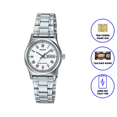 Đồng hồ nữ dây thép không ghỉ Casio LTP-V006D-7BUDF chính hãng