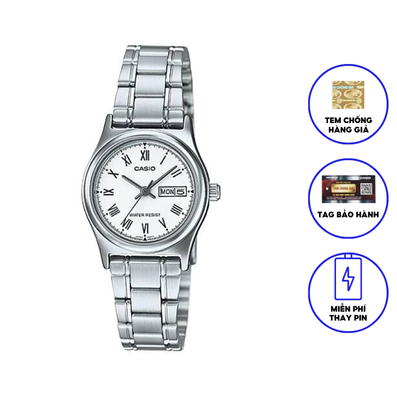 Đồng hồ nữ dây thép không ghỉ Casio LTP-V006D-7BUDF chính hãng — ảnh 1