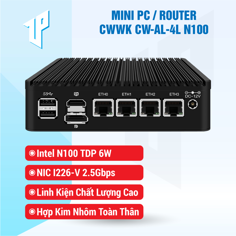 Mini PC / Router CWWK CWAL4L N100 V2「Intel N100 TDP 6W NIC I226V 2