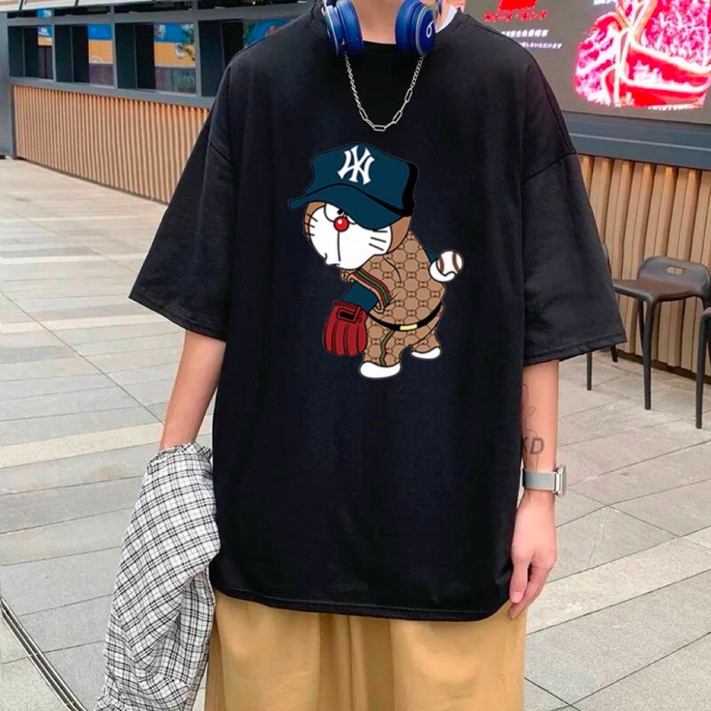 [VẢI 250 GSM] Áo Thun NYC DORAEMON Đánh Bóng Chày Unisex Form Rộng Tay Lỡ Cao Cấp Định Lượng Vải 250 GSM Co Giãn -AP209