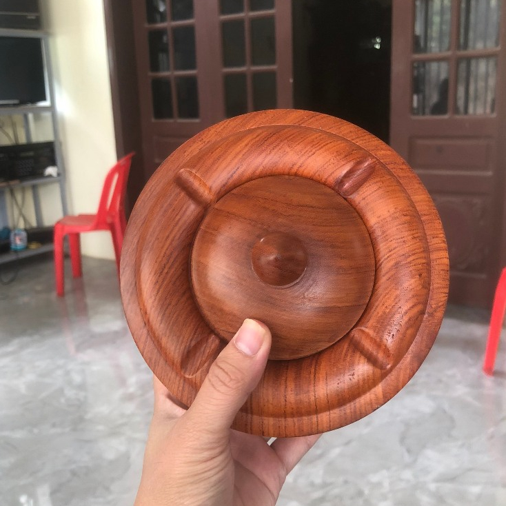 Gạt tàn to cỡ khủng gỗ Hương có nắp đẹp tiện lợi hàng giá xưởng làng nghề tiện gỗ nhị khê