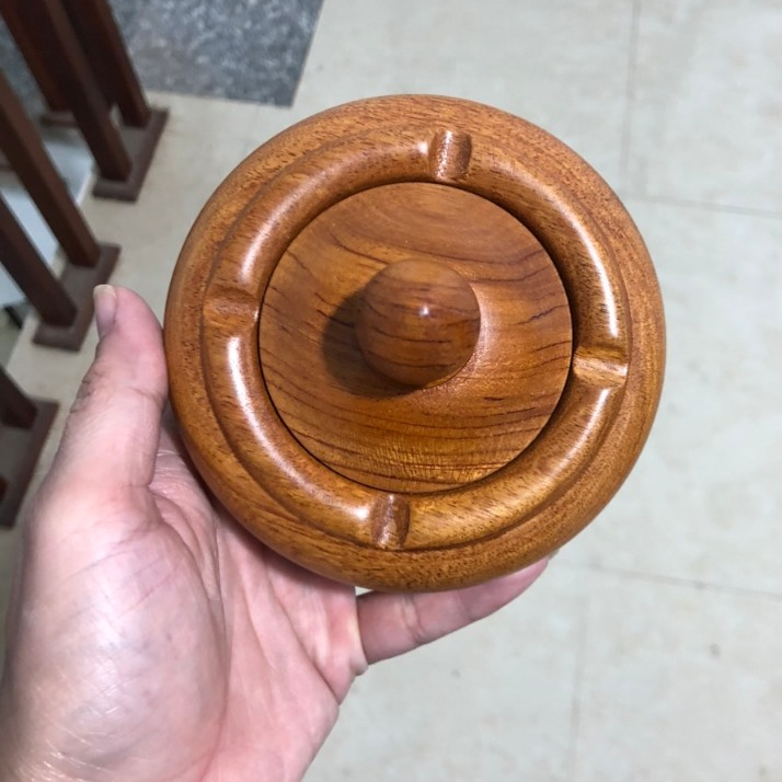 Gạt tàn to cỡ khủng gỗ Hương có nắp đẹp tiện lợi hàng giá xưởng làng nghề tiện gỗ nhị khê