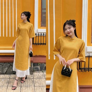 Set áo dài cách tân nhung đính ngọc cổ tay lửng kèm chân váy, áo dài Tết 2024 - 247store - Aodaidinhngoc1450_P11K