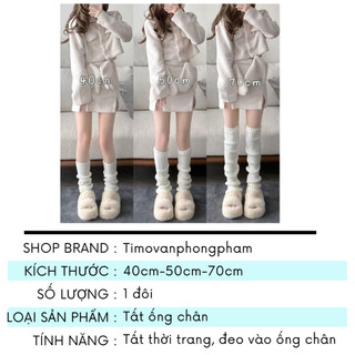 Tất Ống Chân Vớ Dệt Kim Đen Trắng Y2K Lolita Nhật Bản Giữ Ấm Chân Mùa Đông Timo T65