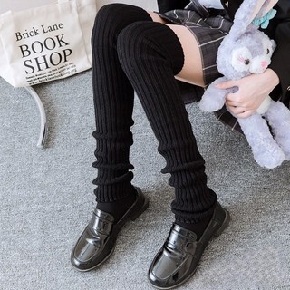 Tất Ống Chân Vớ Dệt Kim Đen Trắng Y2K Lolita Nhật Bản Giữ Ấm Chân Mùa Đông Timo T65