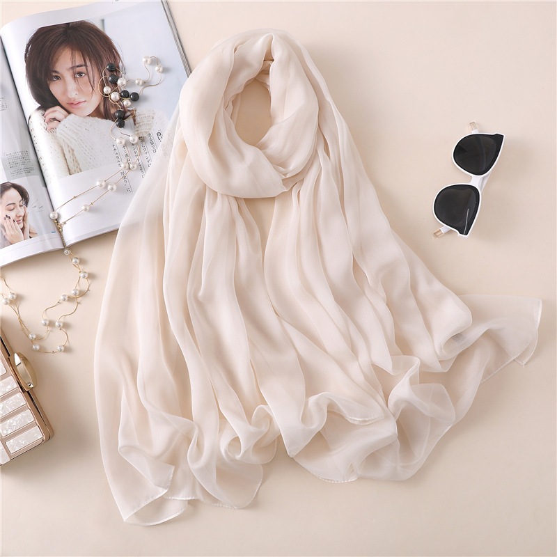 Khăn choàng lụa quàng cổ màu trơn mỏng nhẹ 180x105cm, thời trang nữ công sở du lịch quà tặng cao cấp -The Collar Box