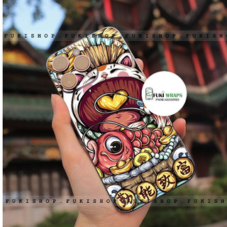Tấm dán Skin Mặt Sau Mèo Thần Tài MS024 FULL VIỀN 15 pro max,14 pro max,13 pro max,12 pro max,11 pro max - FukiShop