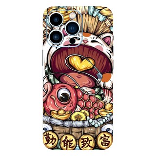 Tấm dán Skin Mặt Sau Mèo Thần Tài MS024 FULL VIỀN 15 pro max,14 pro max,13 pro max,12 pro max,11 pro max - FukiShop