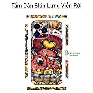 Tấm dán Skin Mặt Sau Mèo Thần Tài MS024 FULL VIỀN 15 pro max,14 pro max,13 pro max,12 pro max,11 pro max - FukiShop