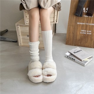 Vớ Dệt Kim Y2k Tất Ống Chân Đen Trắng Lolita Nhật Bản Giữ Ấm Chân Mùa Đông Timo T65