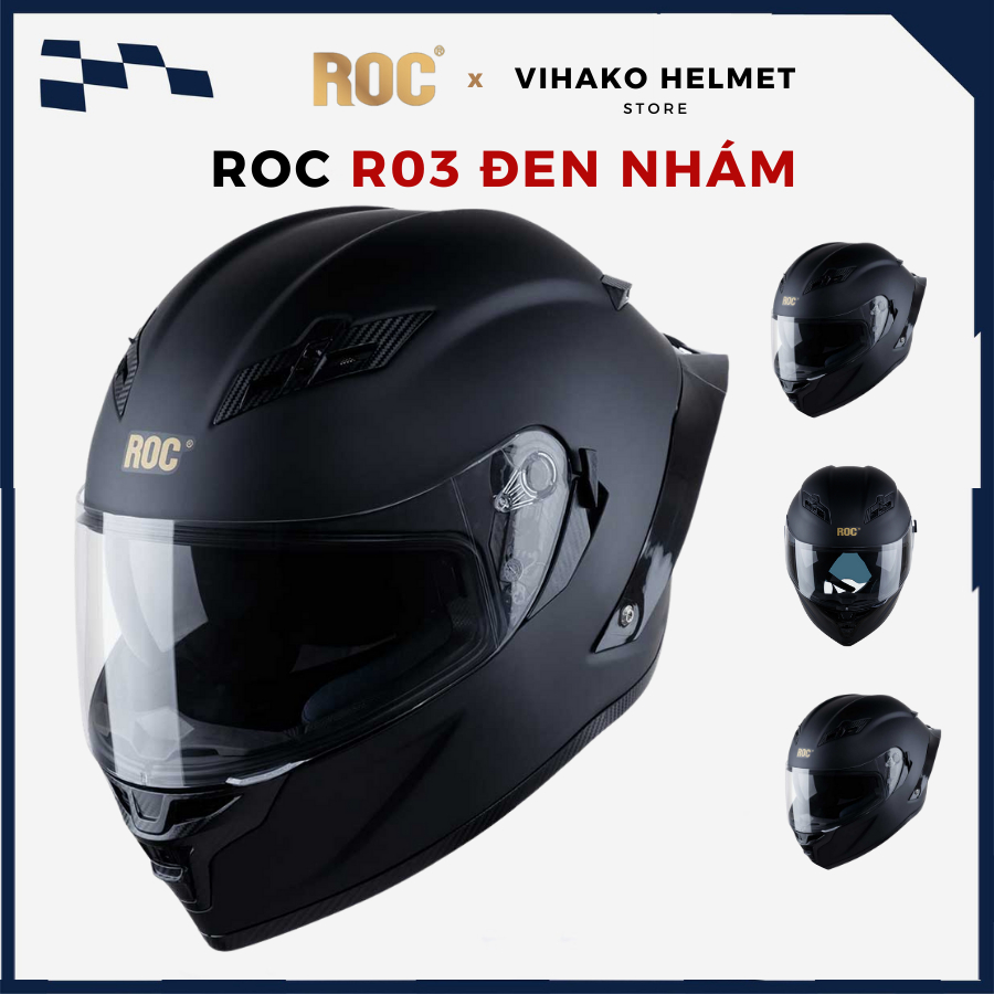 Mũ bảo hiểm fullface roc r03 nón đi phượt kính royal helmet