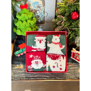 Set 4 Tất Vớ Noel Giáng Sinh Lông Mềm Mại Ấm Áp