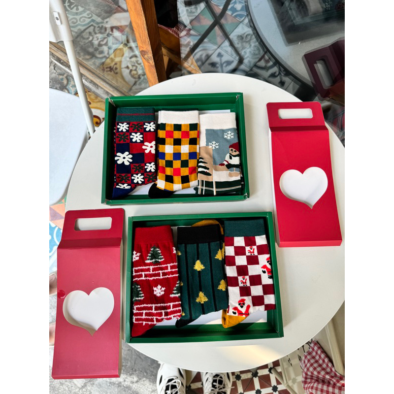 Set Tất Vớ Noel Giáng Sinh Chất Liệu Cotton Unisex Co Dãn l