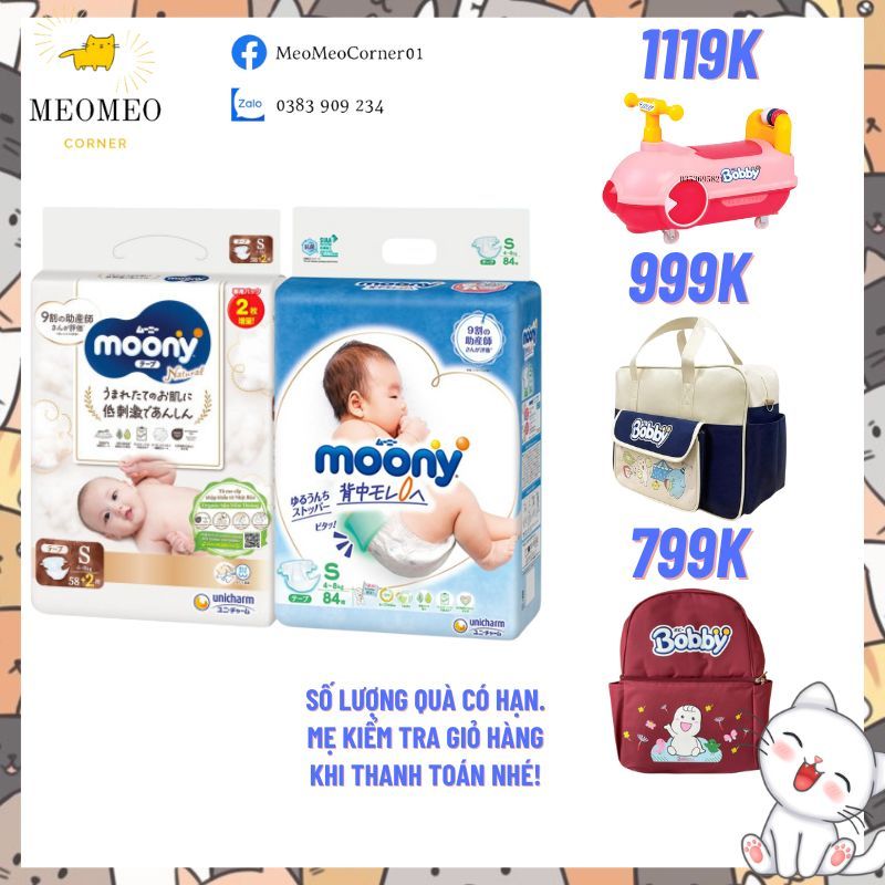Bỉm / tã dán / quần Moony Natural nội địa cho bé đủ size NB / S / M / L ...