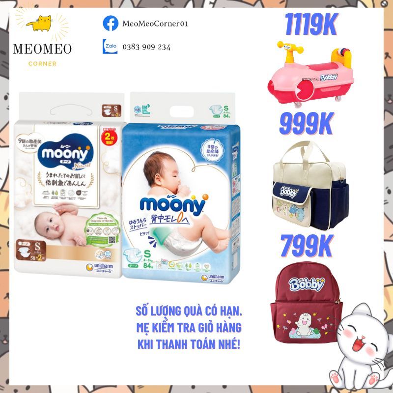 Bỉm Tã Dán Quần Moony Natural Nội địa Cho Bé đủ Size Nb S M L