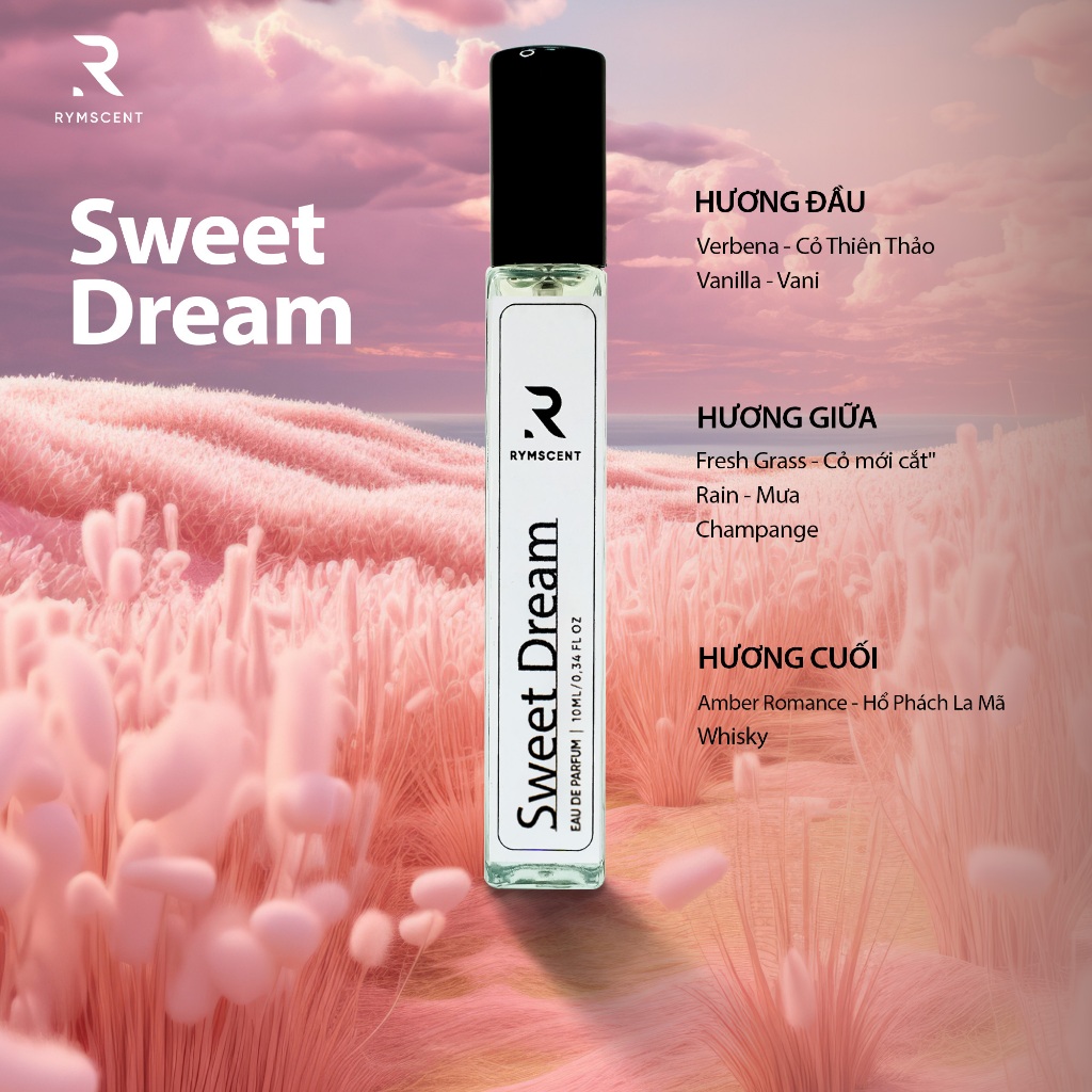 Nước hoa RYMSCENT Unisex Sweet Dream 10ml | Nhóm hương hoa, độ lưu hương từ 6h-8h | Dạng xịt.