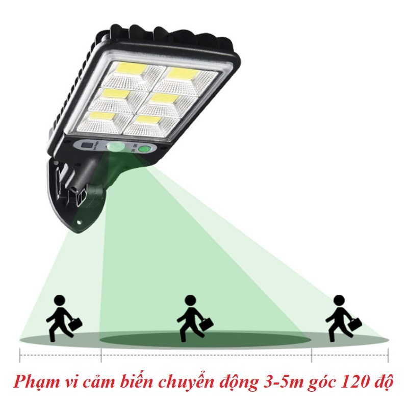 Đèn cảm biến chuyển động năng lượng mặt trời siêu sáng chống nước IP65 có remote