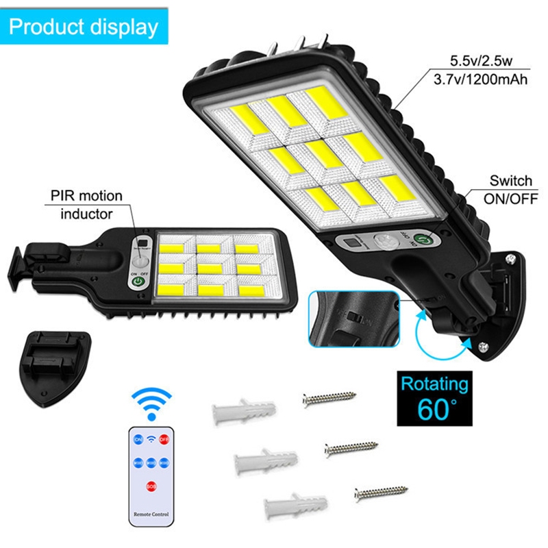 Đèn cảm biến chuyển động năng lượng mặt trời siêu sáng chống nước IP65 có remote