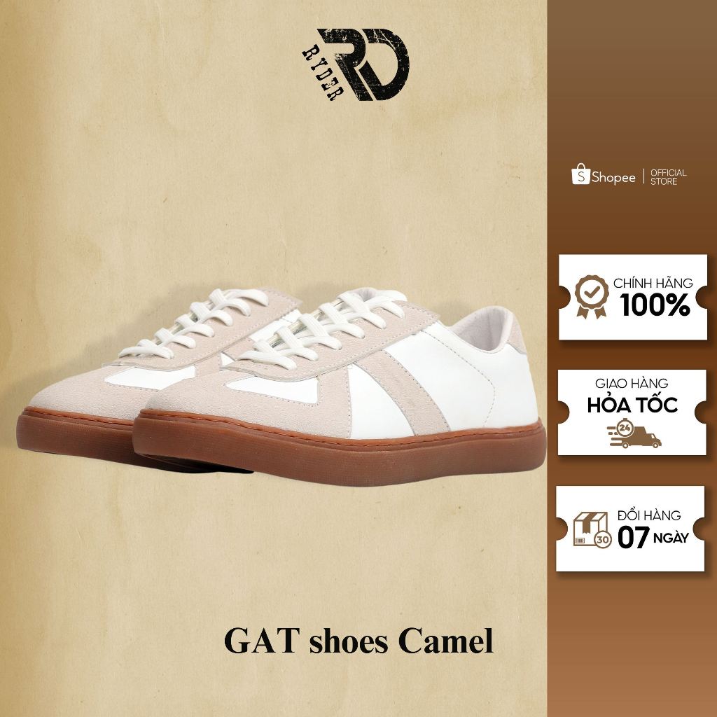 Giày sneaker nam da bò phong cách Retro cổ điển, Gat Shoes Camel Ryder