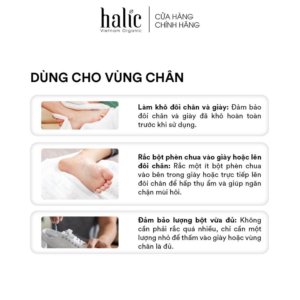 Phèn chua khử mùi hôi Nách hôi Chân HALIC bột khử mùi phèn chua chưng cất tinh khiết 80g khử mùi cơ thể