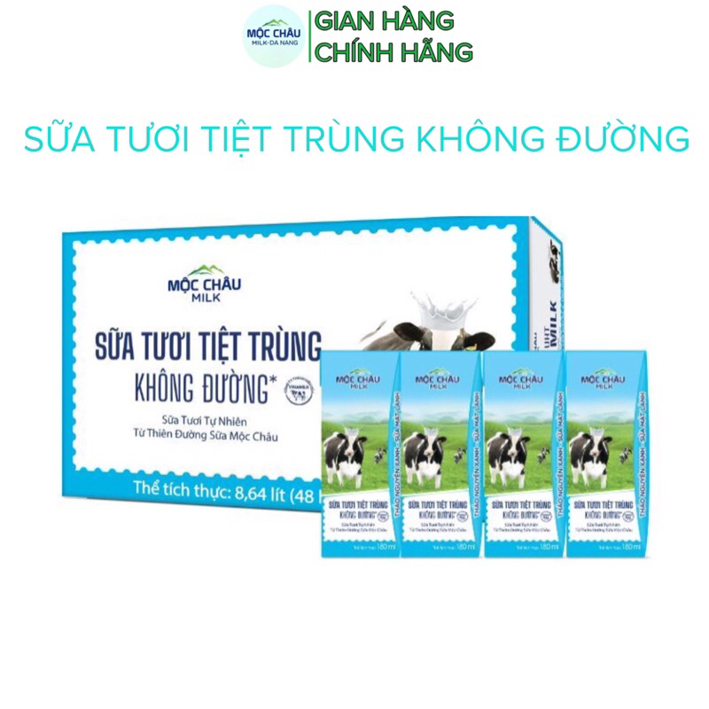 Thùng 48 hộp sữa tươi tiệt trùng không đường Mộc Châu Milk 180ml ...